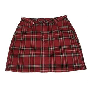 Plaid Mini Skirt Red‎ Black White Checkered Skater Girl Style